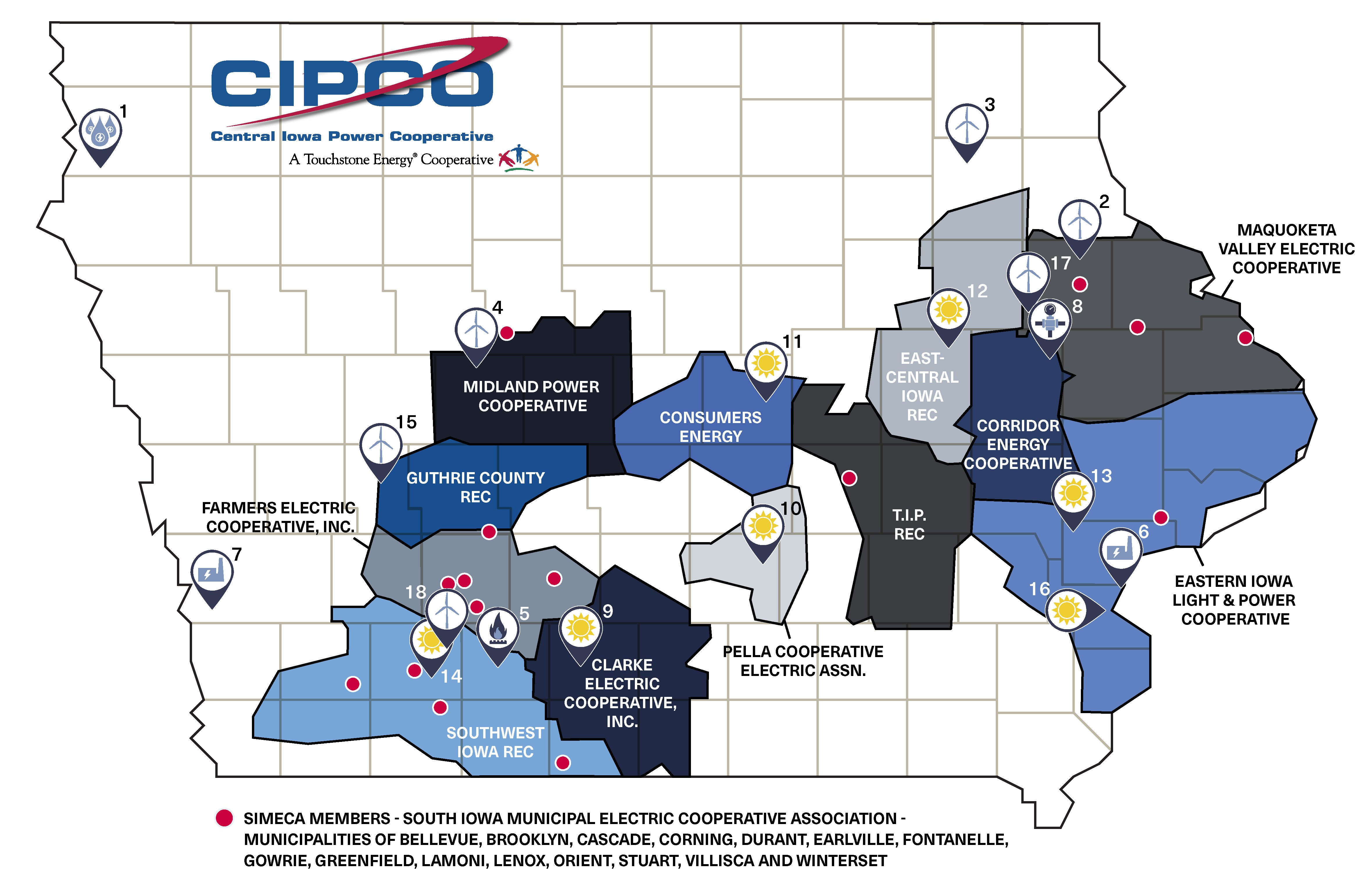 CIPCO Generation Map with icons